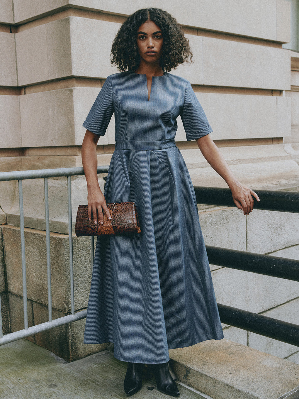 DENIM DIMENSIONAL DRESS