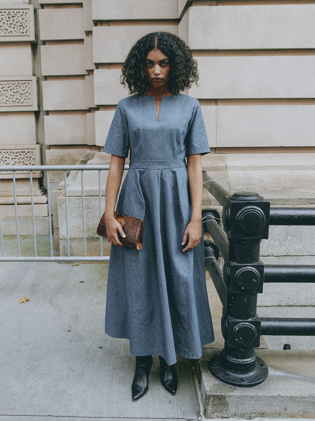 DENIM DIMENSIONAL DRESS