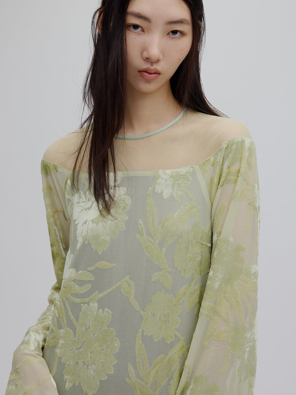 SHEER JACQUARD A LINE DRESS