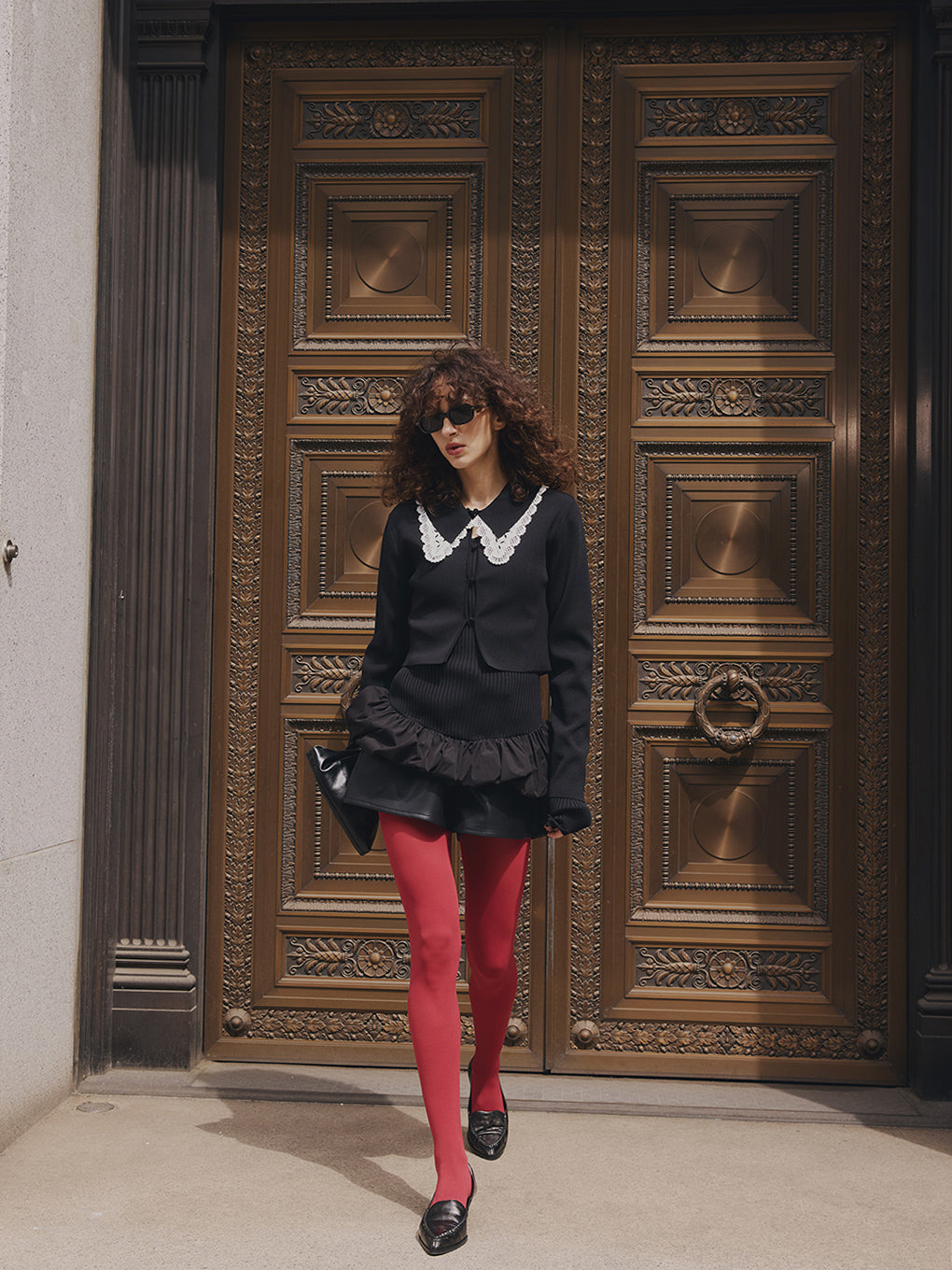 BALLOON HEM DOCKING KNIT TOP