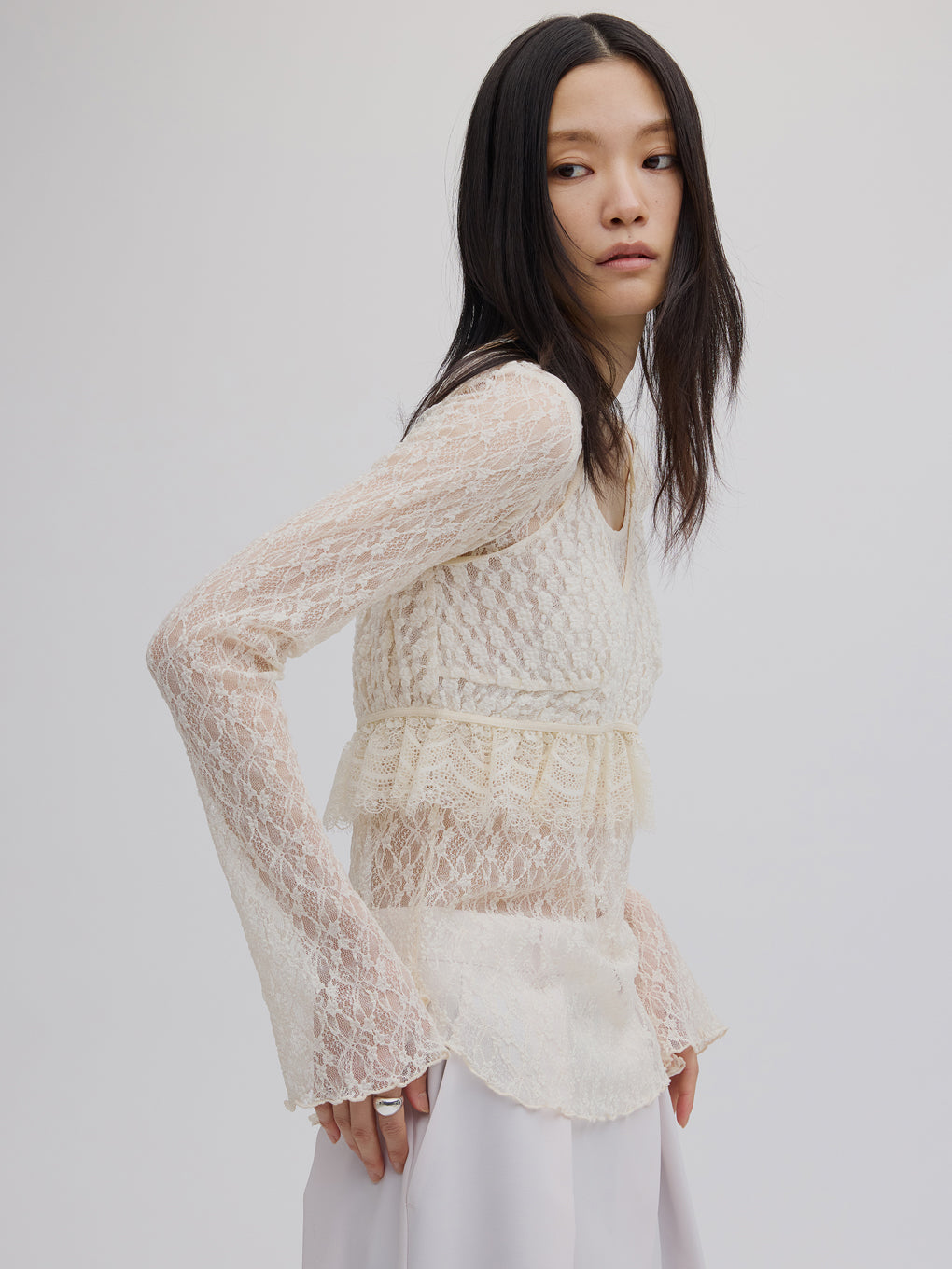 CUT LACE BUSTIER SET TOP