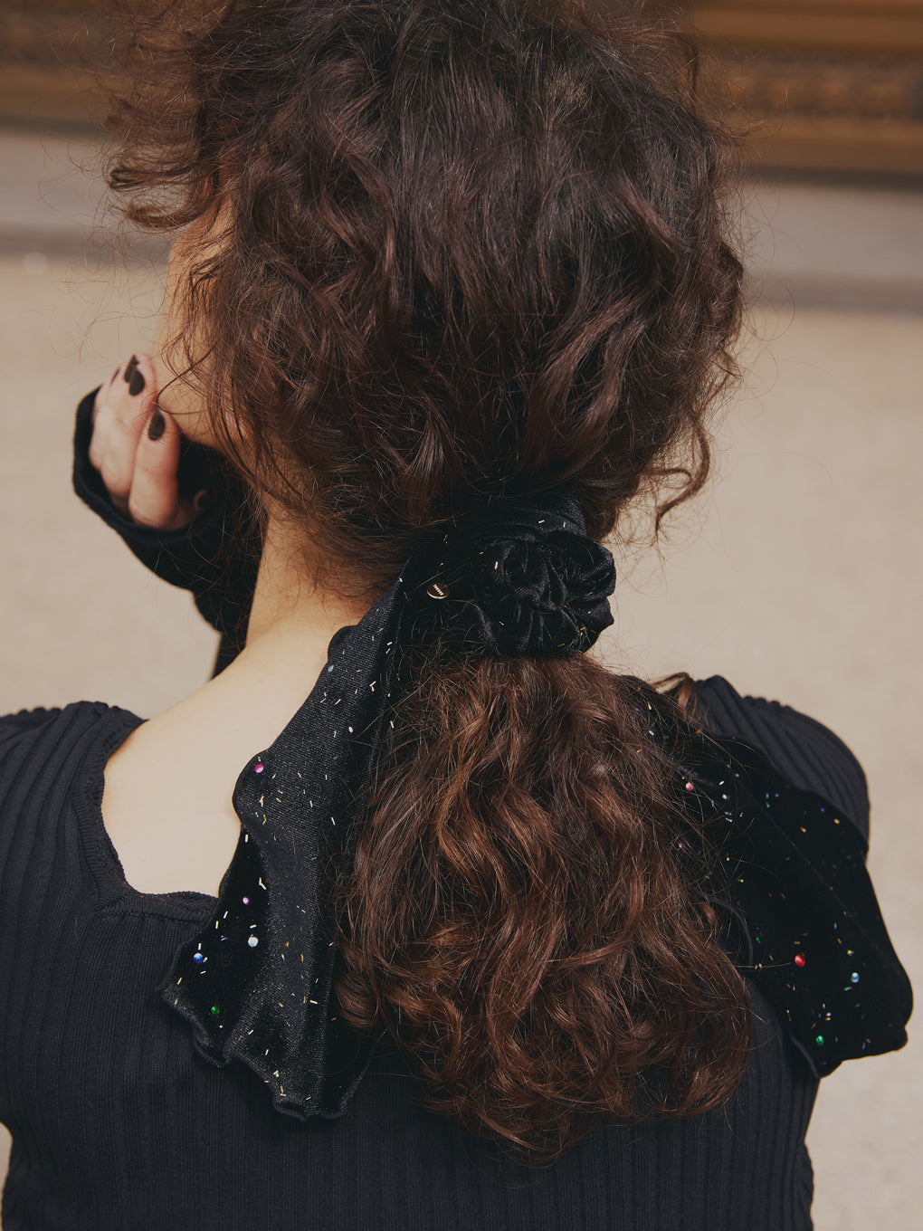 TRESSE Sparkly velour ribbon chouchou