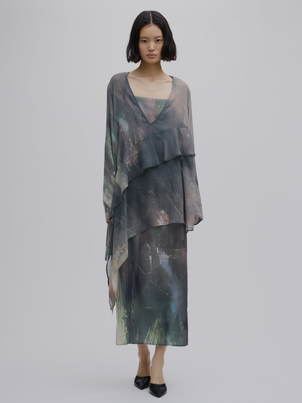 PAINTED TEXTURE ART LAYERED DRESS