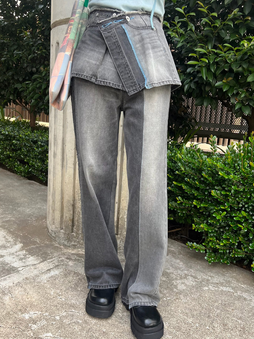 NEON STITCH REMAKE DENIM BELT