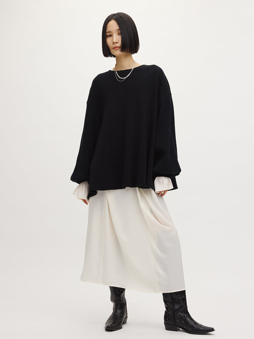 FUWAFUWA FLARE COTTON WAFFLE TOP