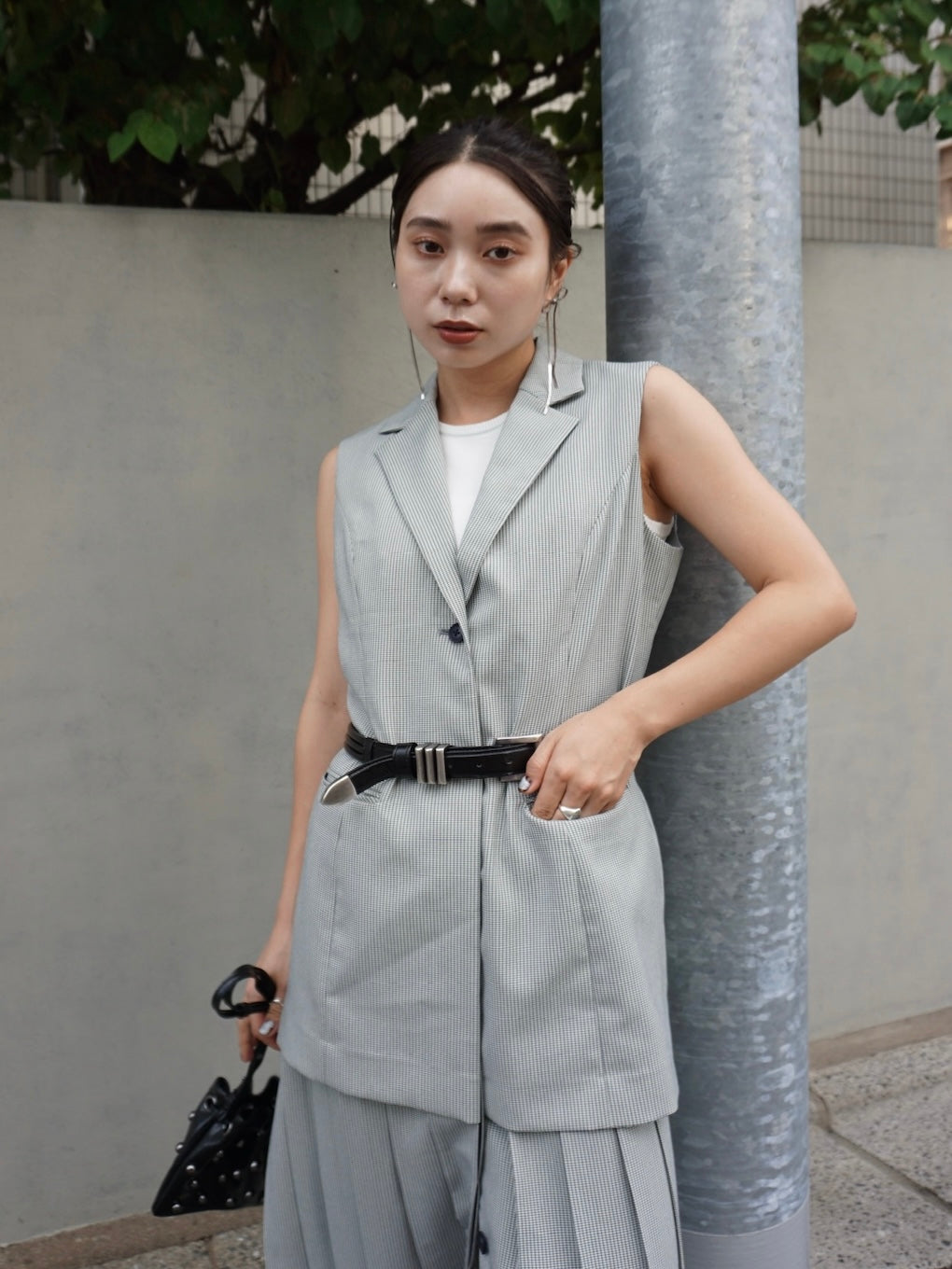 PLEATED SKIRT DOCKING SUIT DRESS