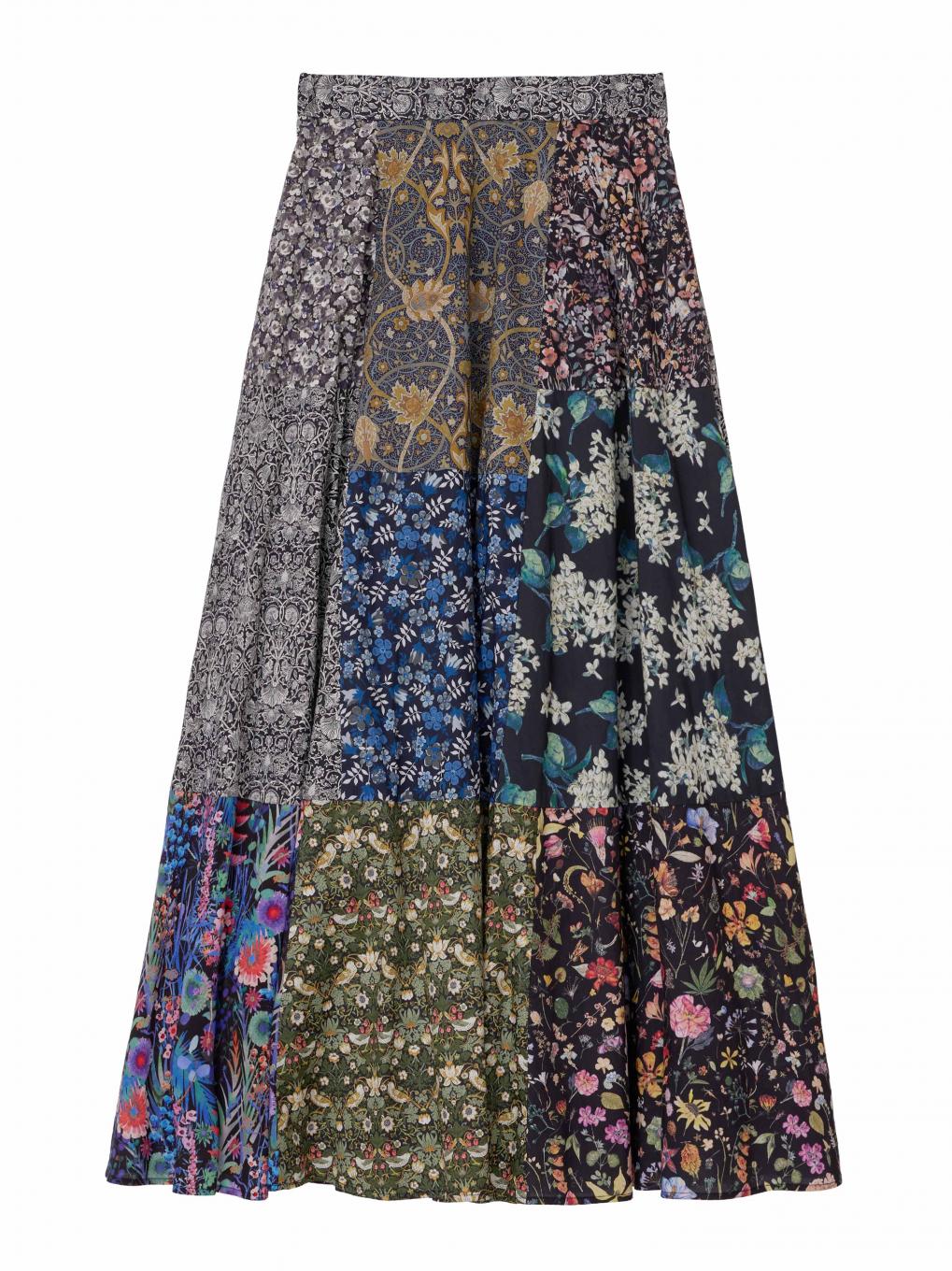 LIBERTY PATCHWORK BLK SKIRT