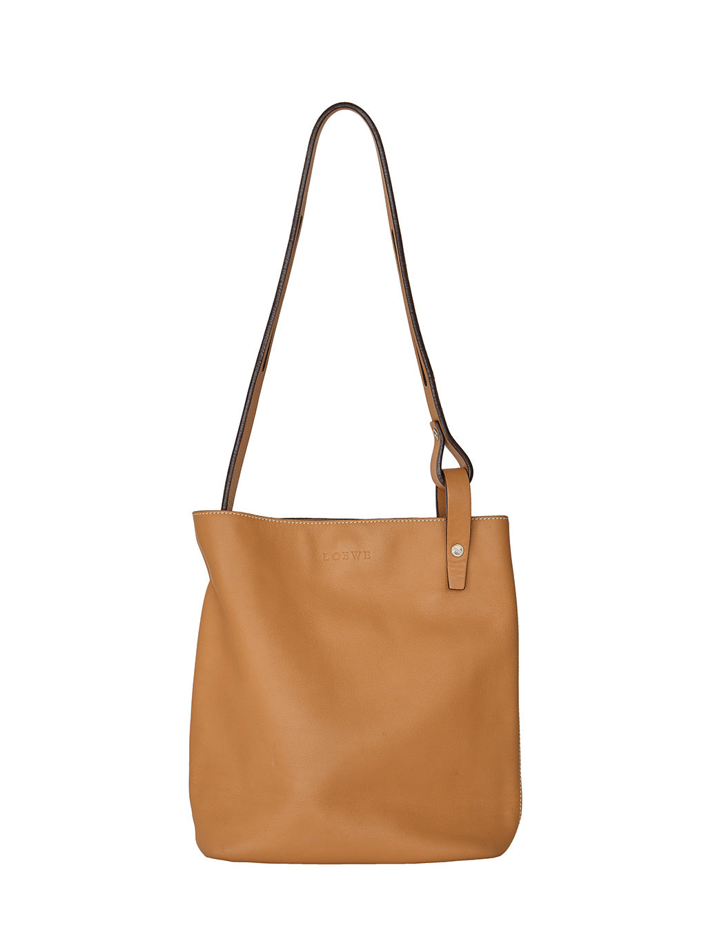 LOEWEナッパレザーフラットショルダーバッグ