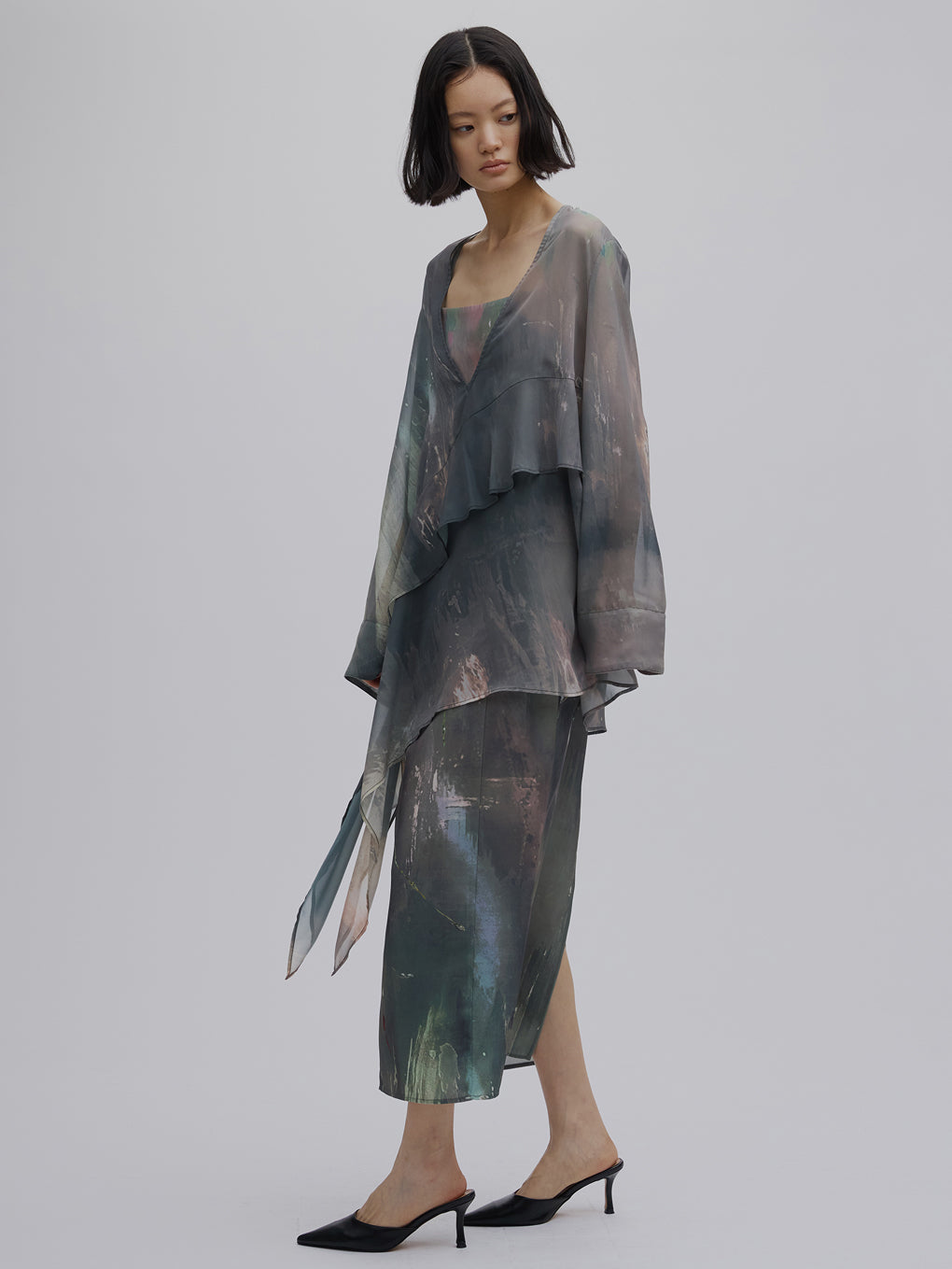 PAINTED TEXTURE ART LAYERED DRESS