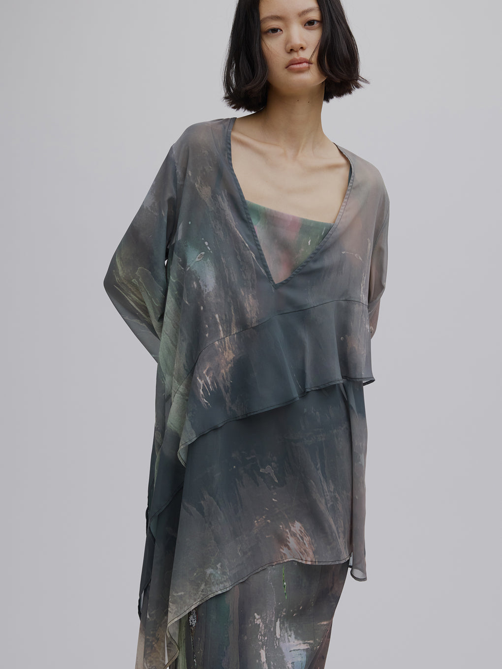 PAINTED TEXTURE ART LAYERED DRESS