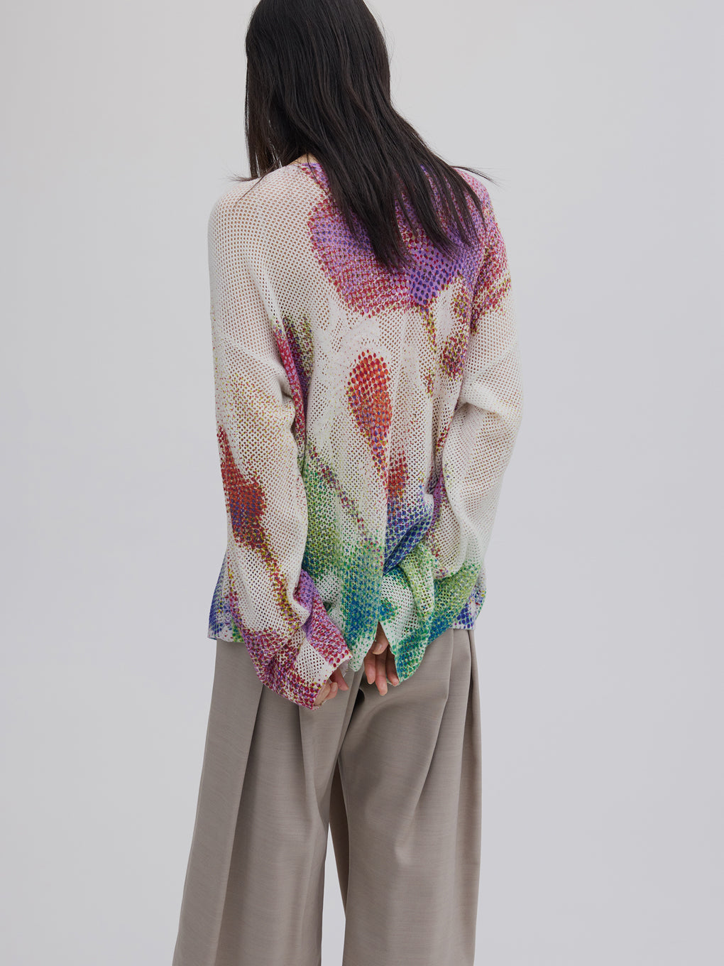 LOW RESOLUTION FLOWER KNIT TOP アイボリー LOW RESOLUTION FLOWER KNIT TOP