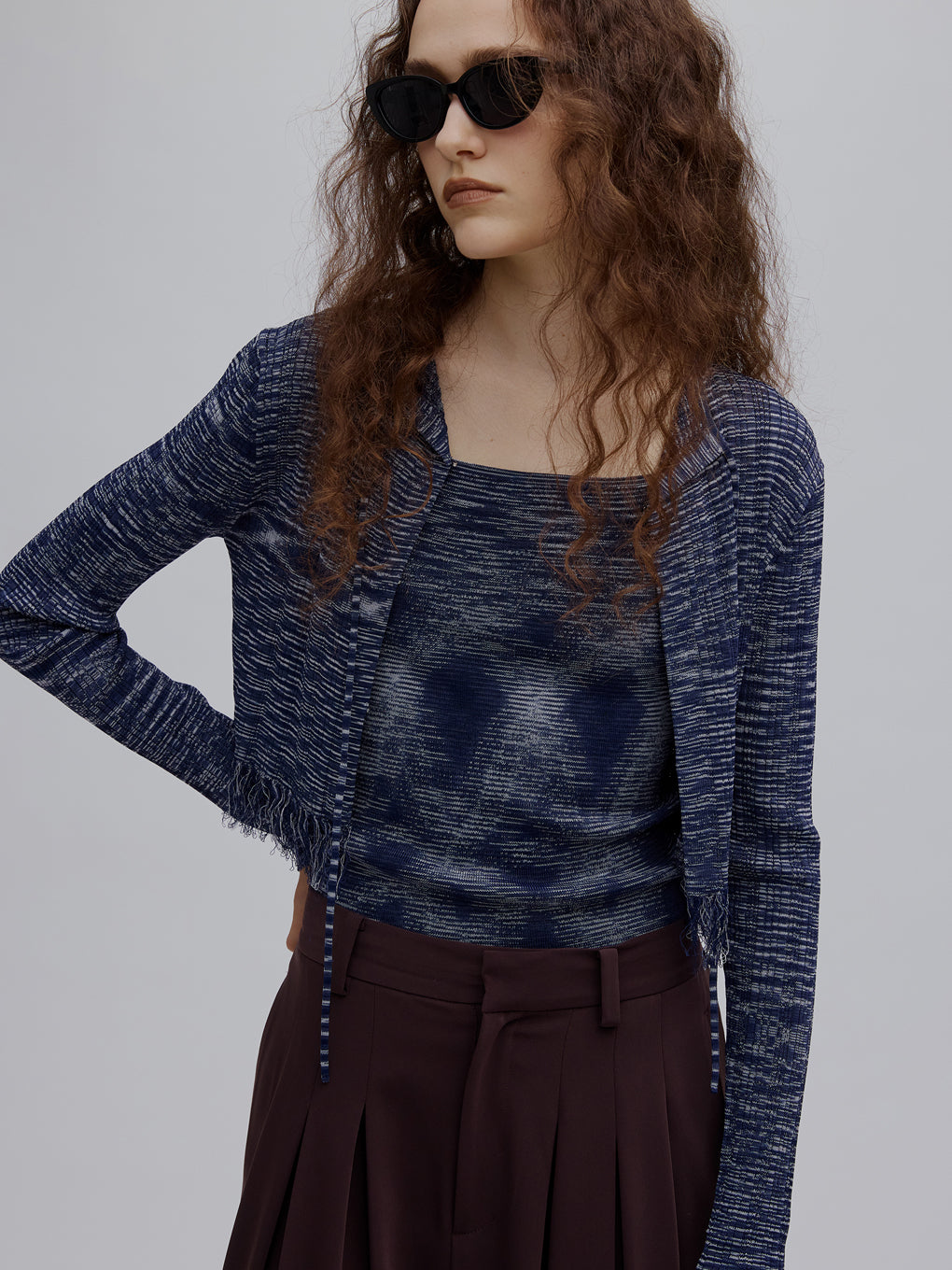 FRINGE CARDIGAN WITH CAMISOLE