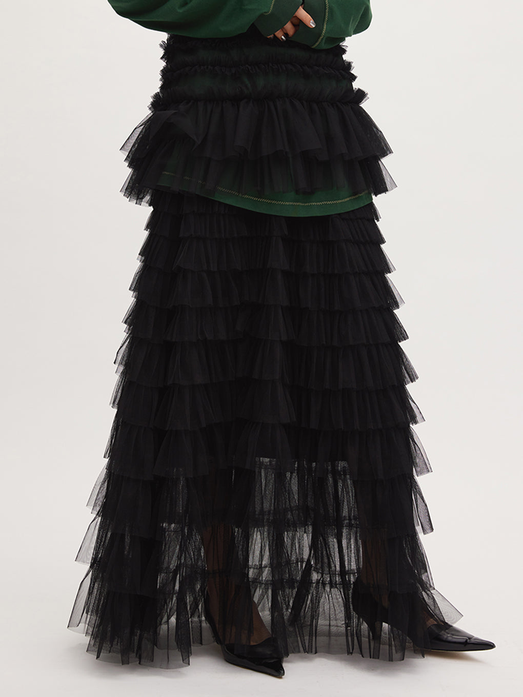 BLACK TULLE RAFFLE SKIRT