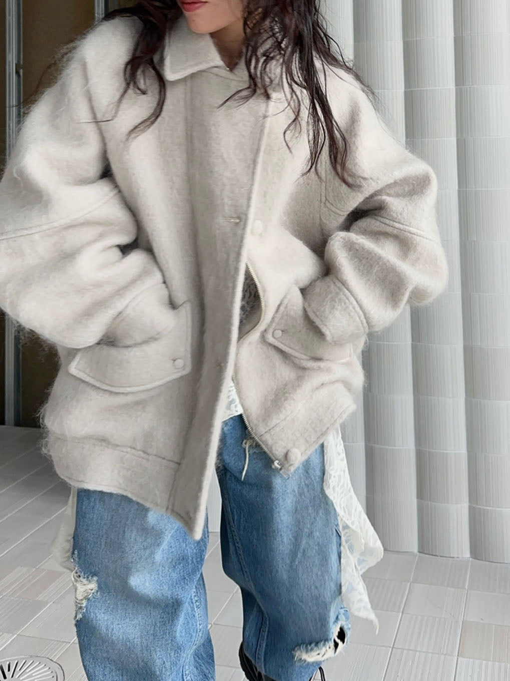 UND MOHAIR SHAGGY FLIGHT JACKET