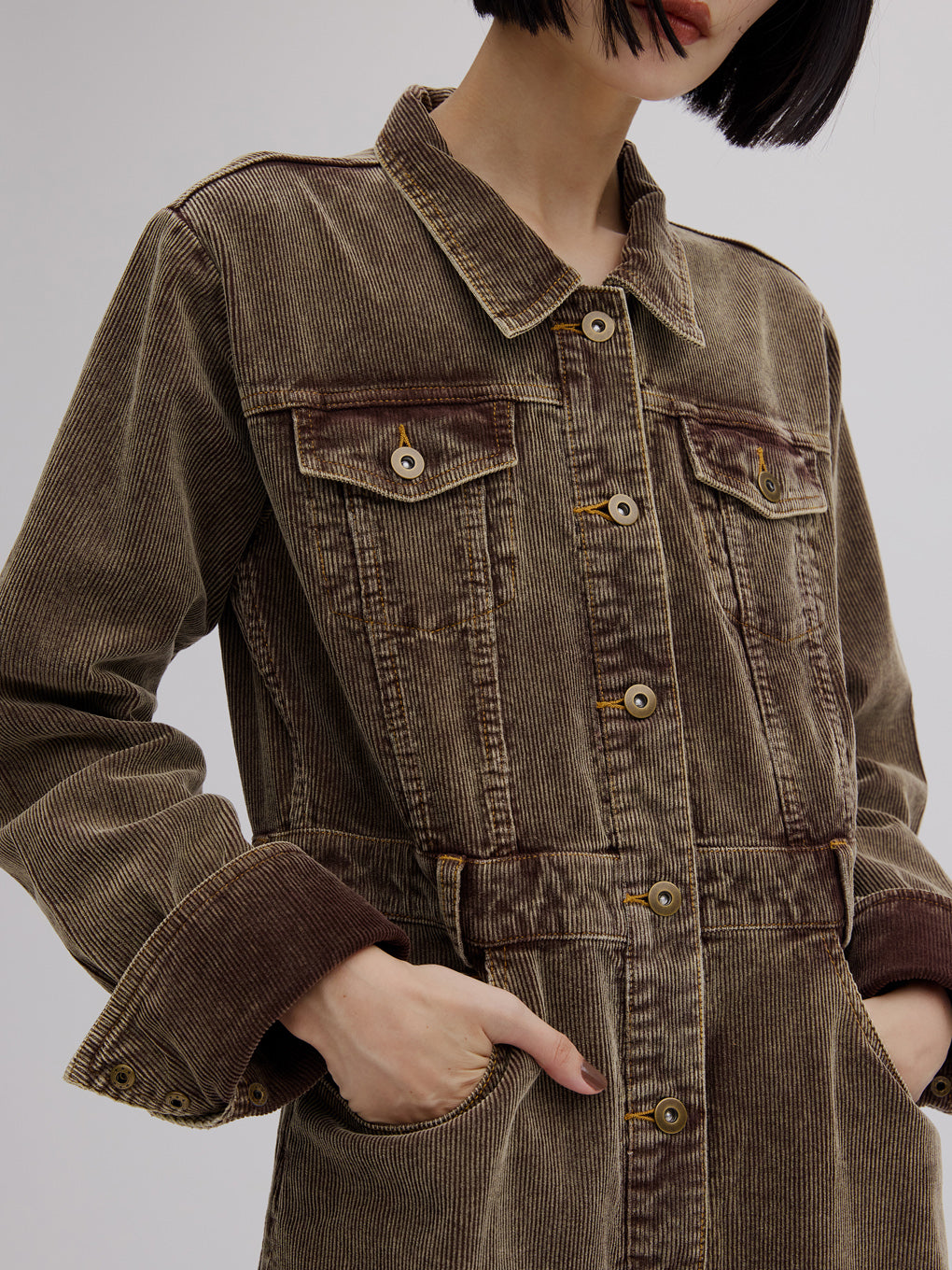 【新品タグ付】AMERI I LINE CORDUROY SHIRT DRESS I LINE CORDUROY SHIRT DRESS