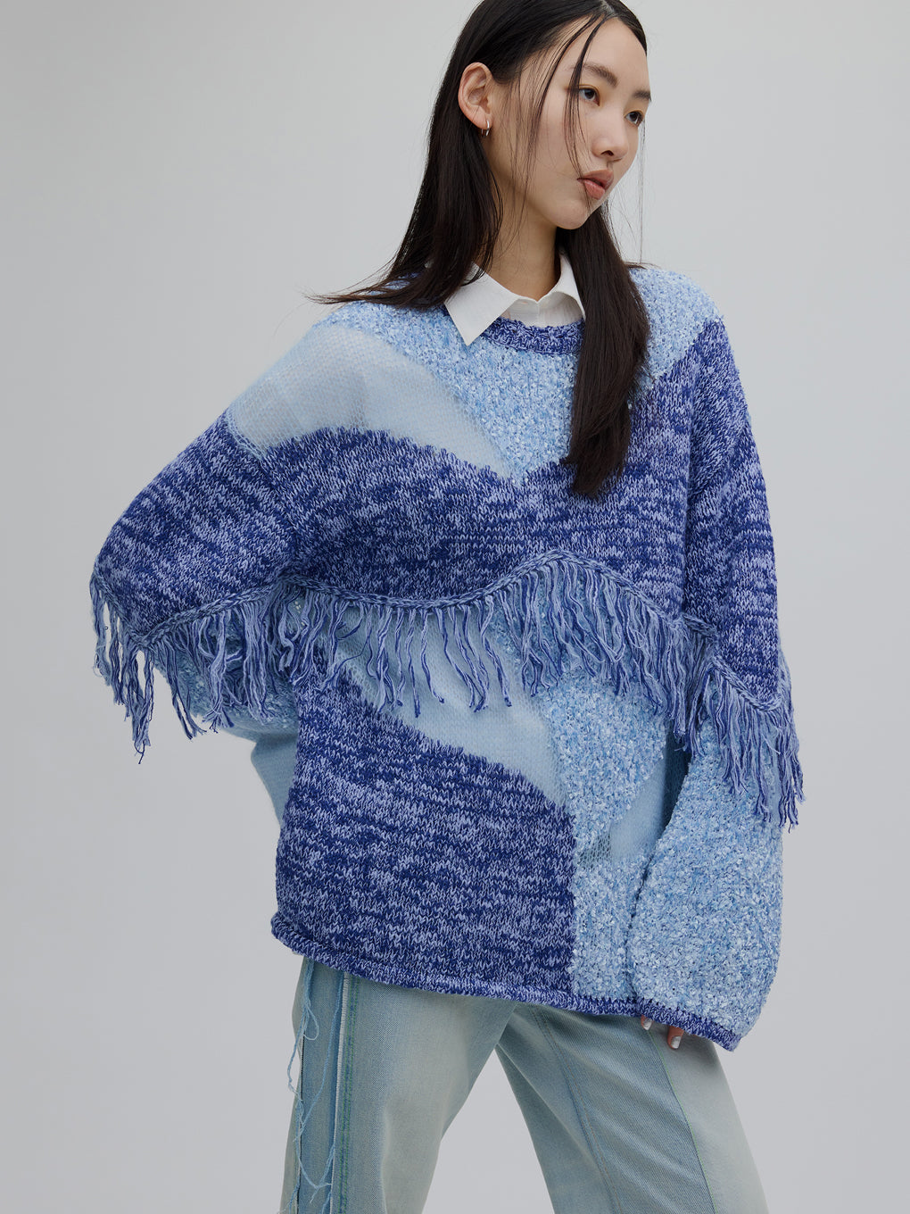 DOCKING PATTERN FRINGE KNIT