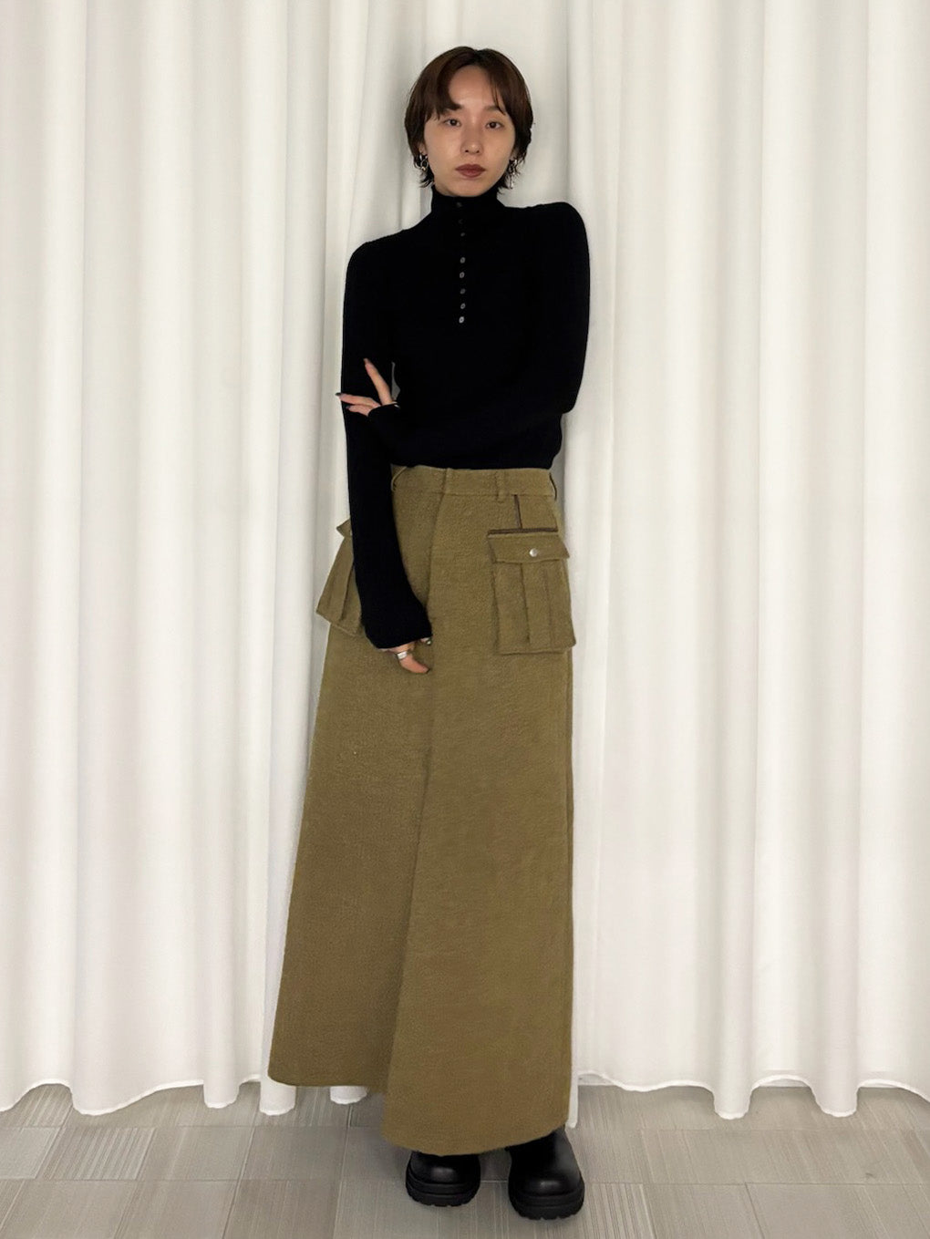 UND TWEED WORK DETAIL SKIRT
