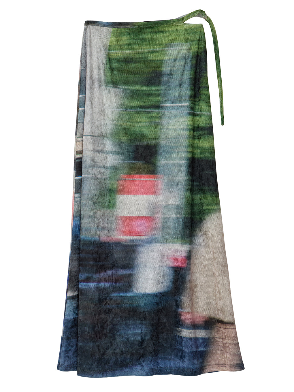 UND LANDSCAPE PRINT WAIST SLIT SKIRT