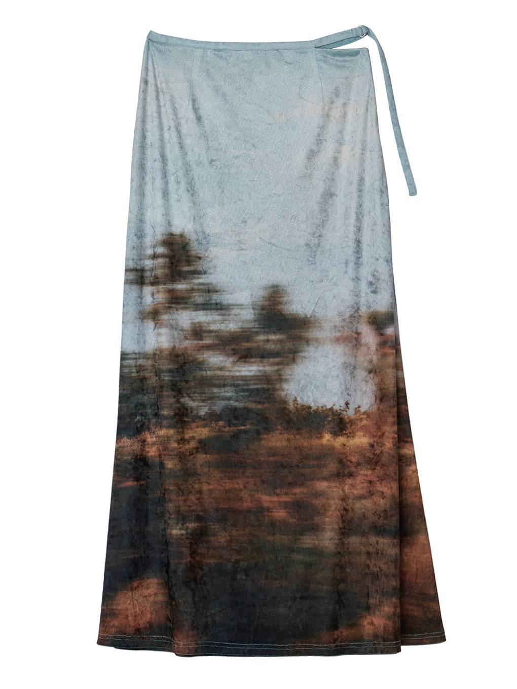 UND LANDSCAPE PRINT WAIST SLIT SKIRT