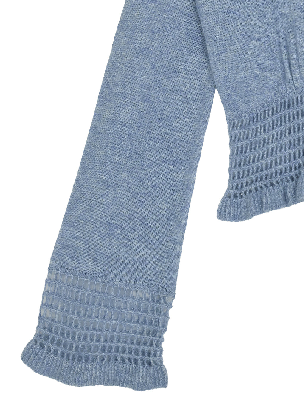 FLUFFY SHEER FRILL KNIT TOP