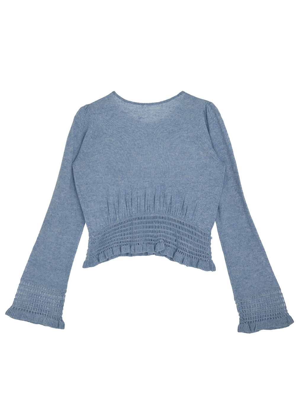 FLUFFY SHEER FRILL KNIT TOP