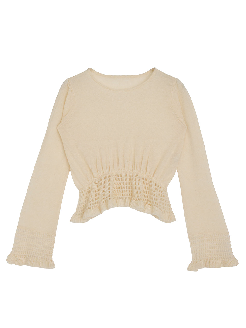 FLUFFY SHEER FRILL KNIT TOP