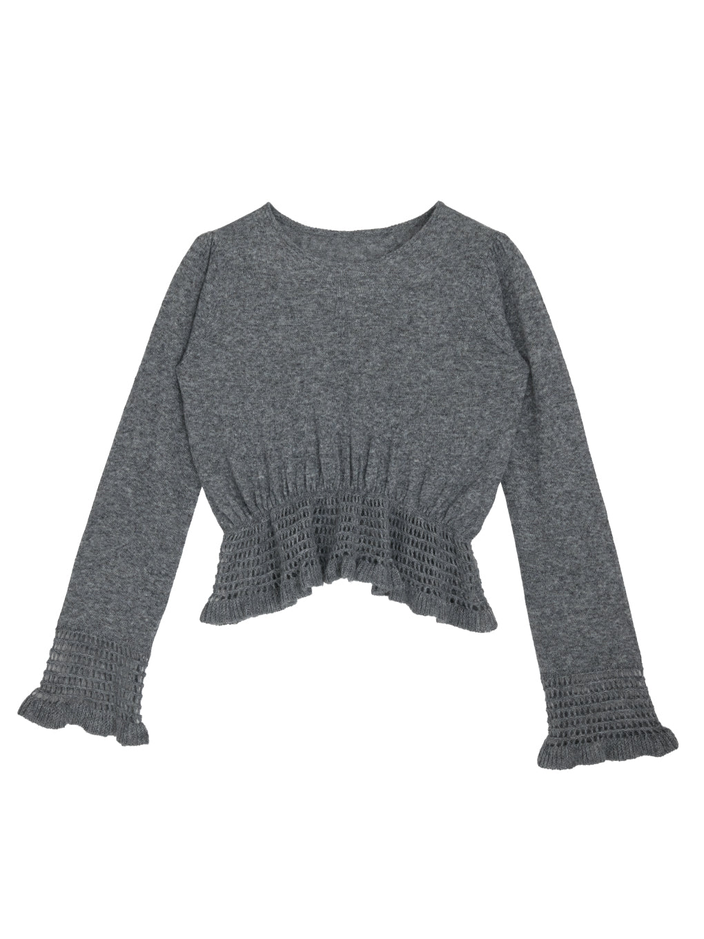 FLUFFY SHEER FRILL KNIT TOP
