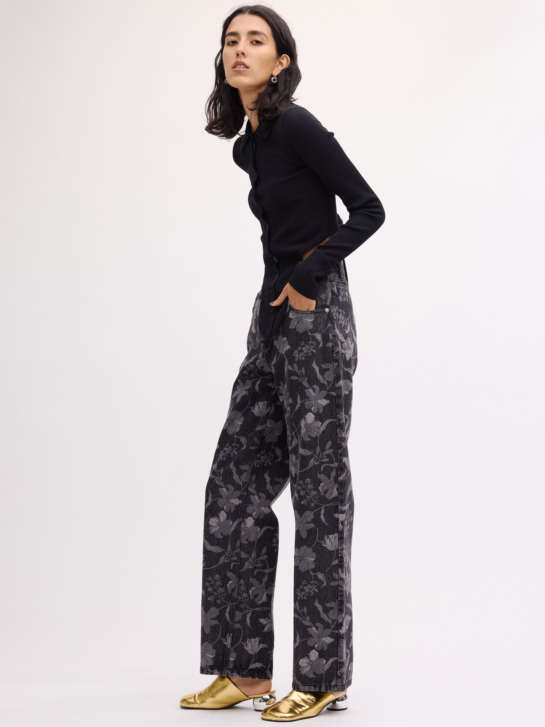 FIORE PRINT DENIM PANTS