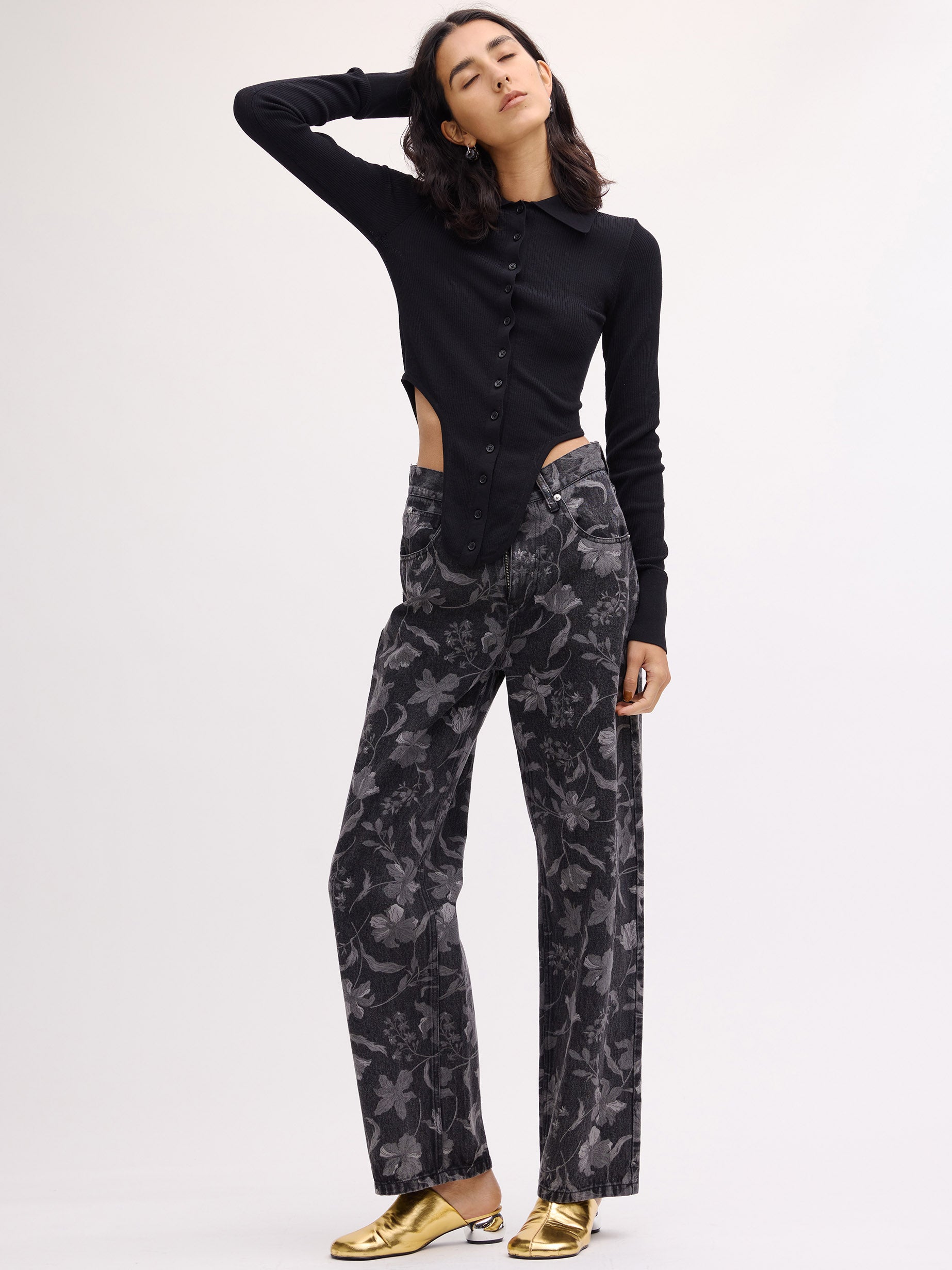 FIORE PRINT DENIM PANTS