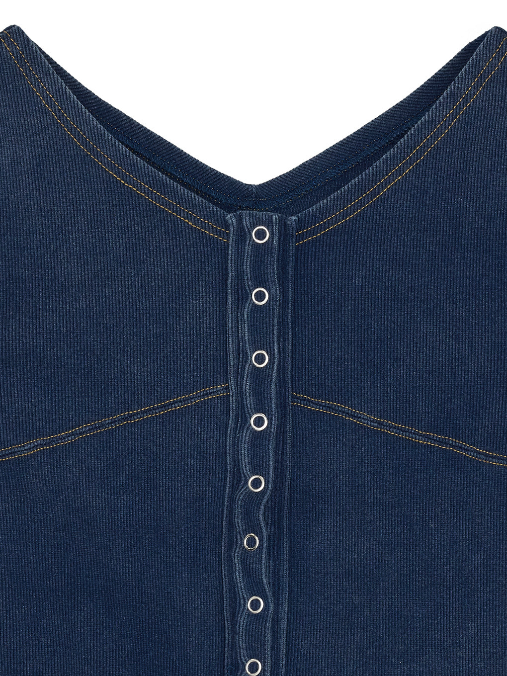 DENIM LIKE BALLOON SLEEVE CUT TOP