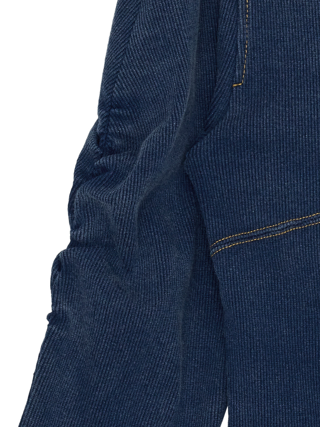 DENIM LIKE BALLOON SLEEVE CUT TOP