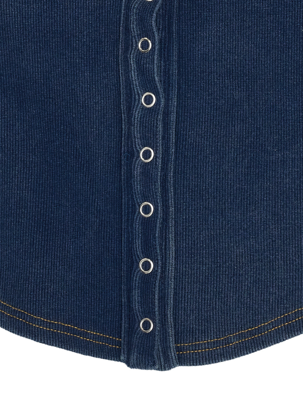 DENIM LIKE BALLOON SLEEVE CUT TOP