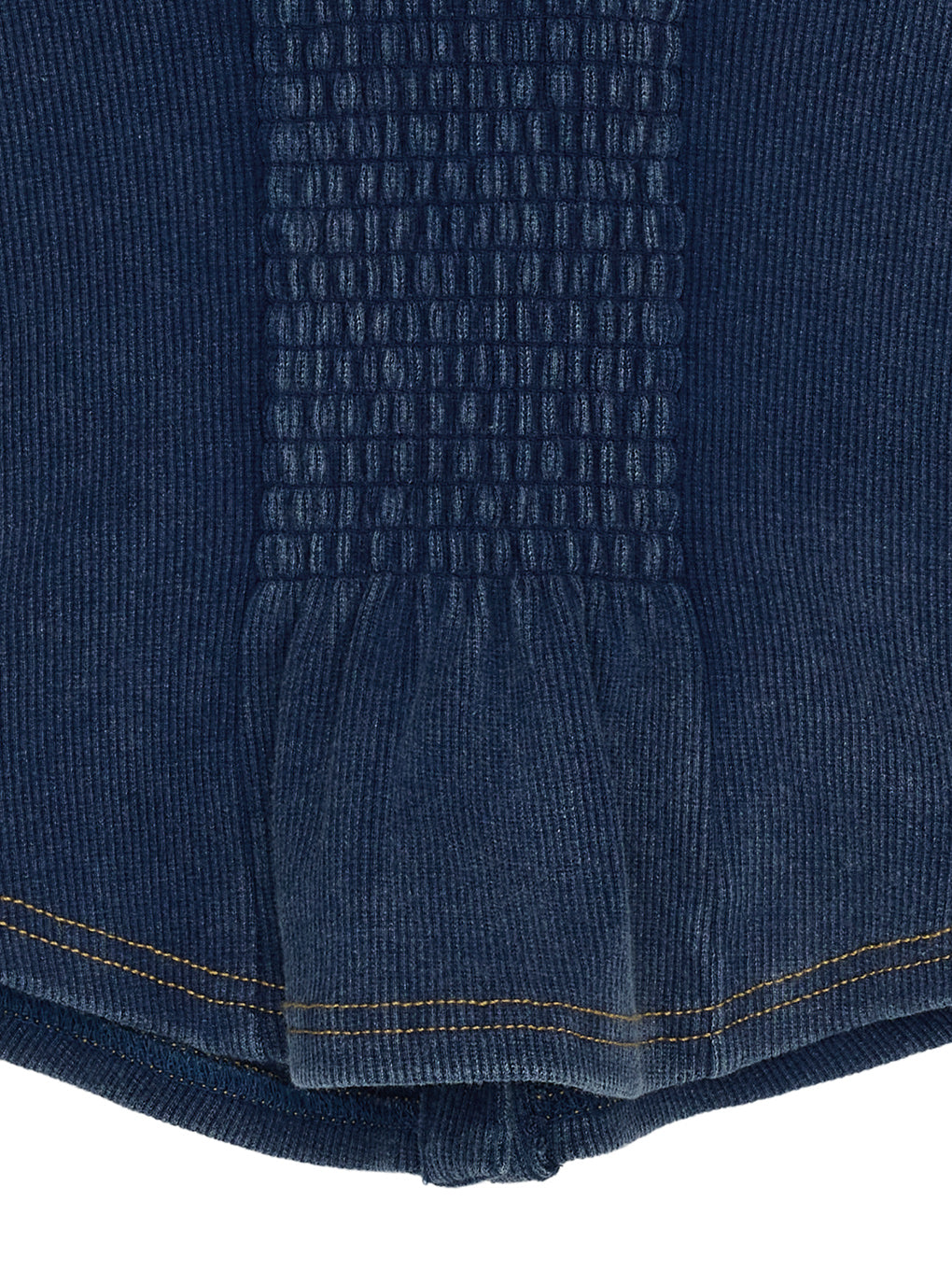 DENIM LIKE BALLOON SLEEVE CUT TOP