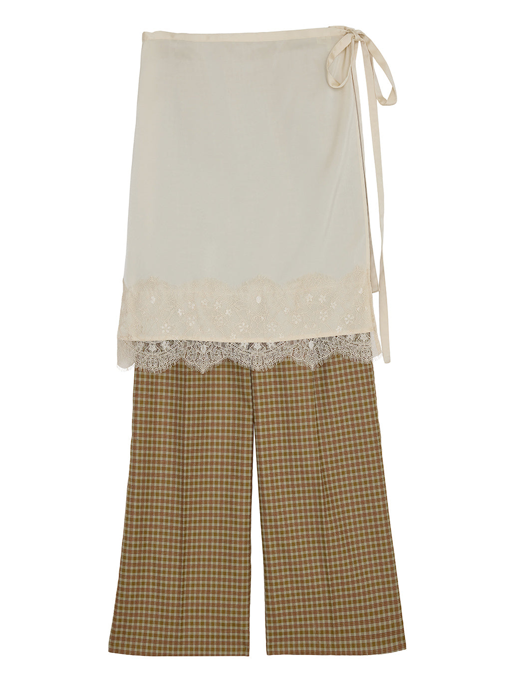 SATIN LACE LAYERED PANTS