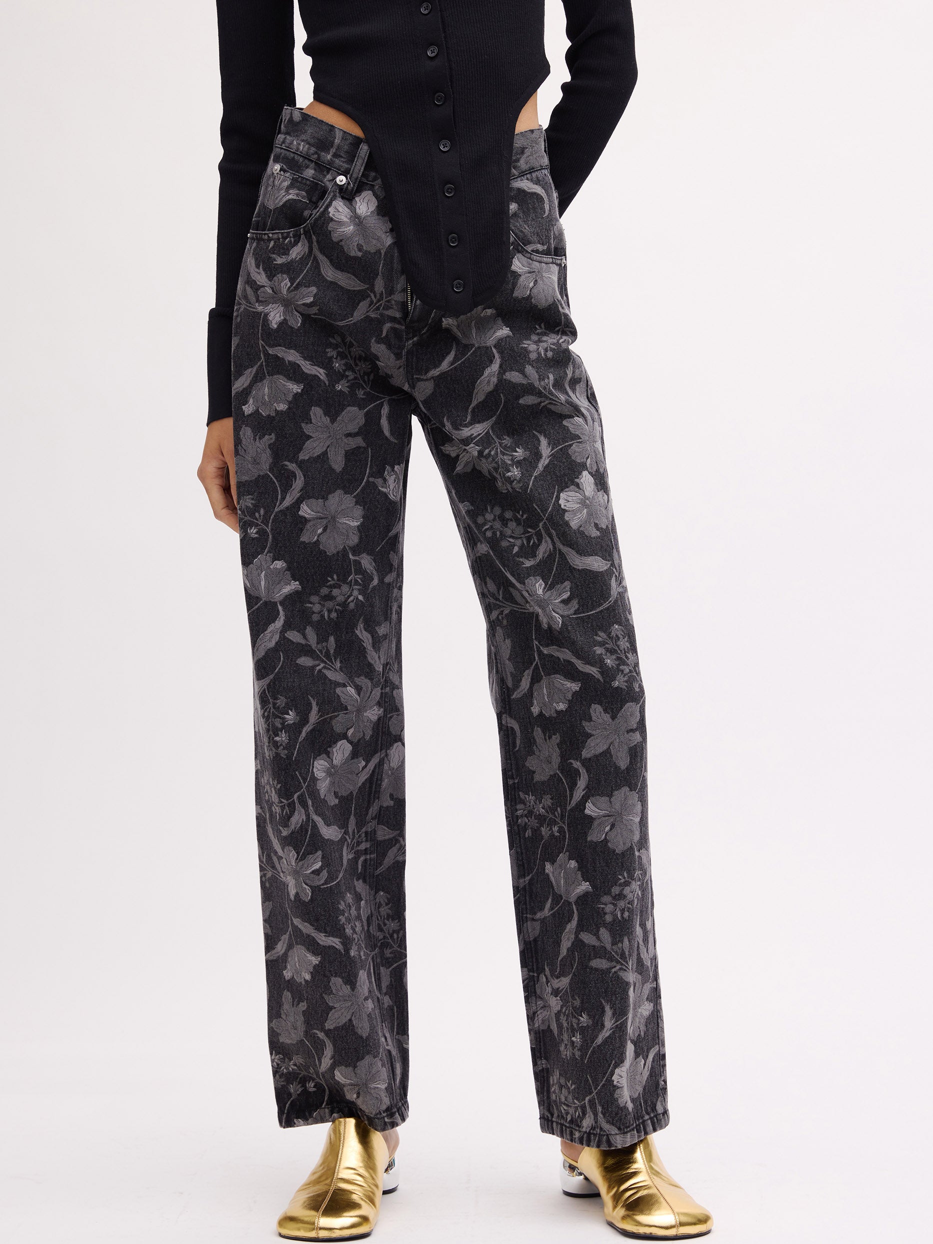 FIORE PRINT DENIM PANTS