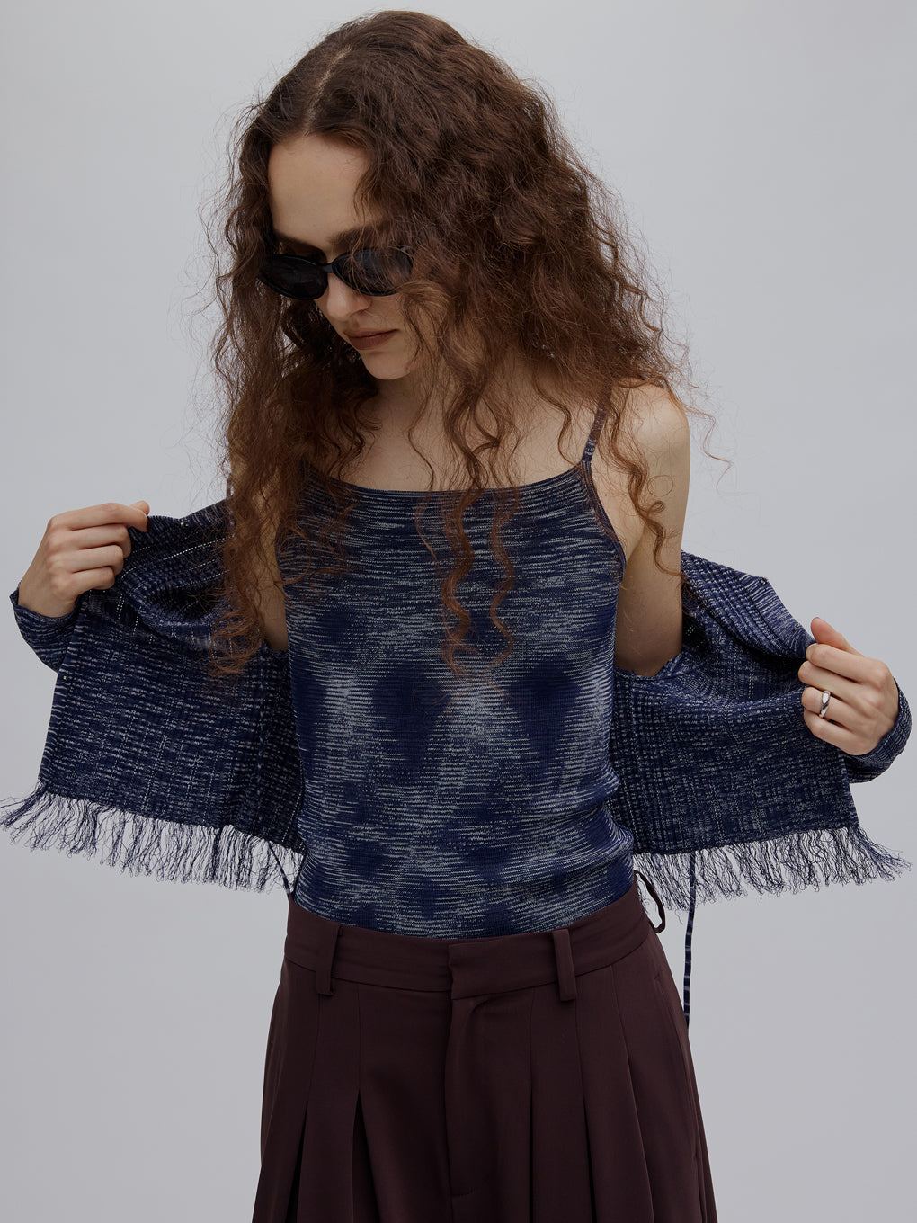 FRINGE CARDIGAN WITH CAMISOLE