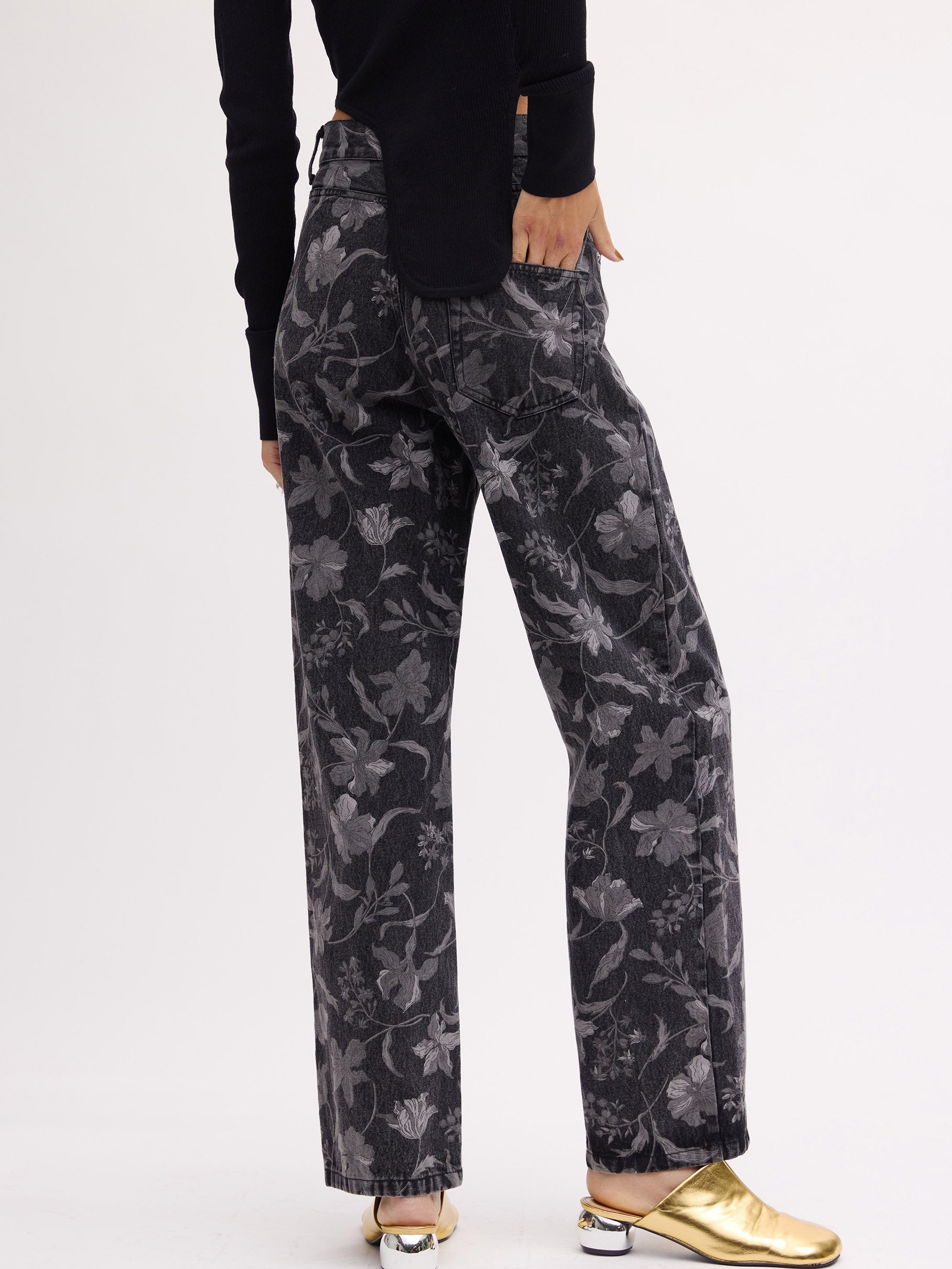 FIORE PRINT DENIM PANTS