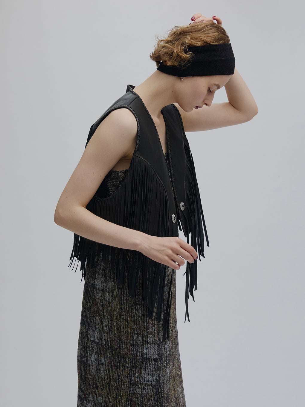 WESTERN FRINGE SYNTHETIC LEATHER VEST