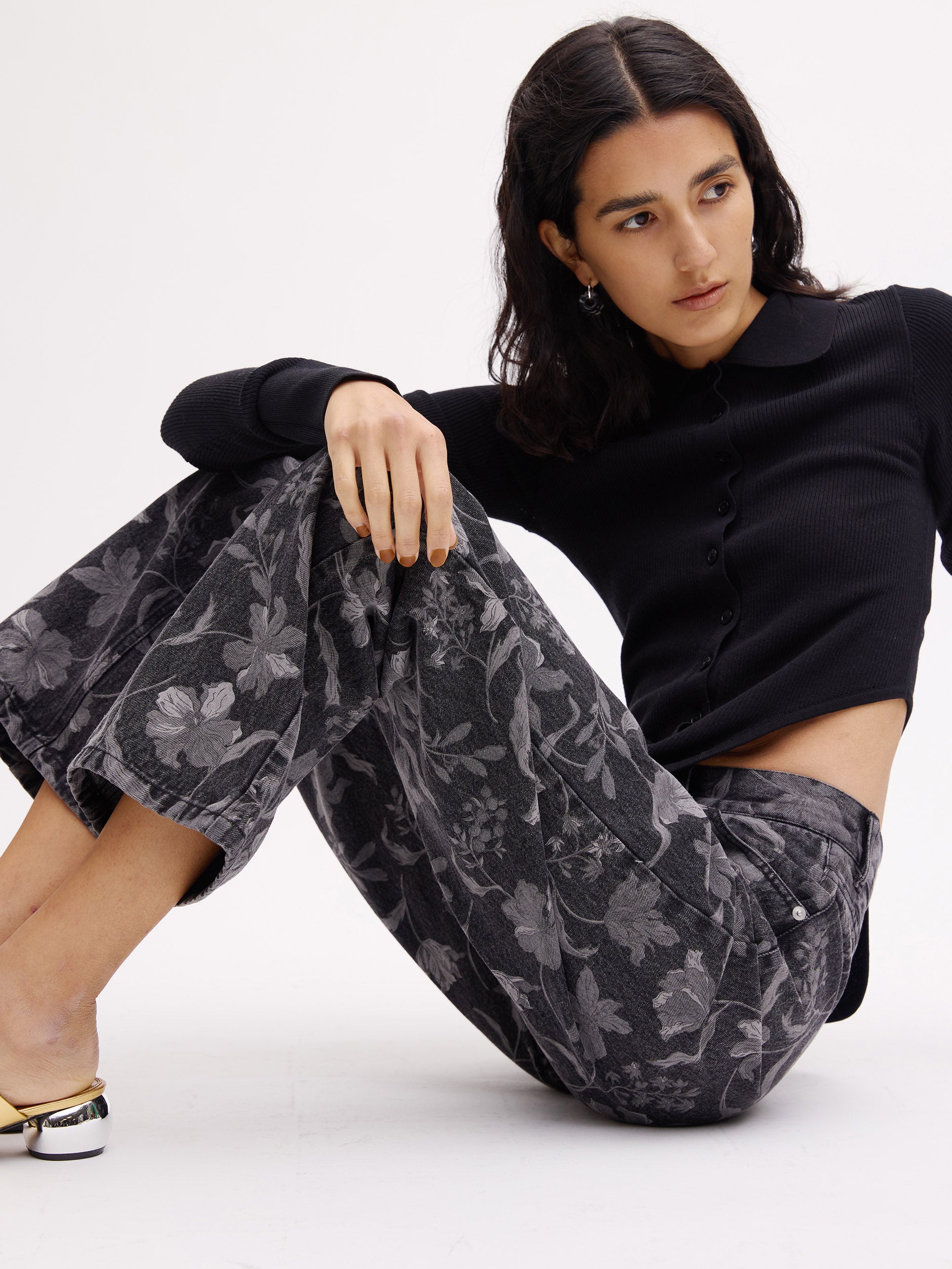 FIORE PRINT DENIM PANTS