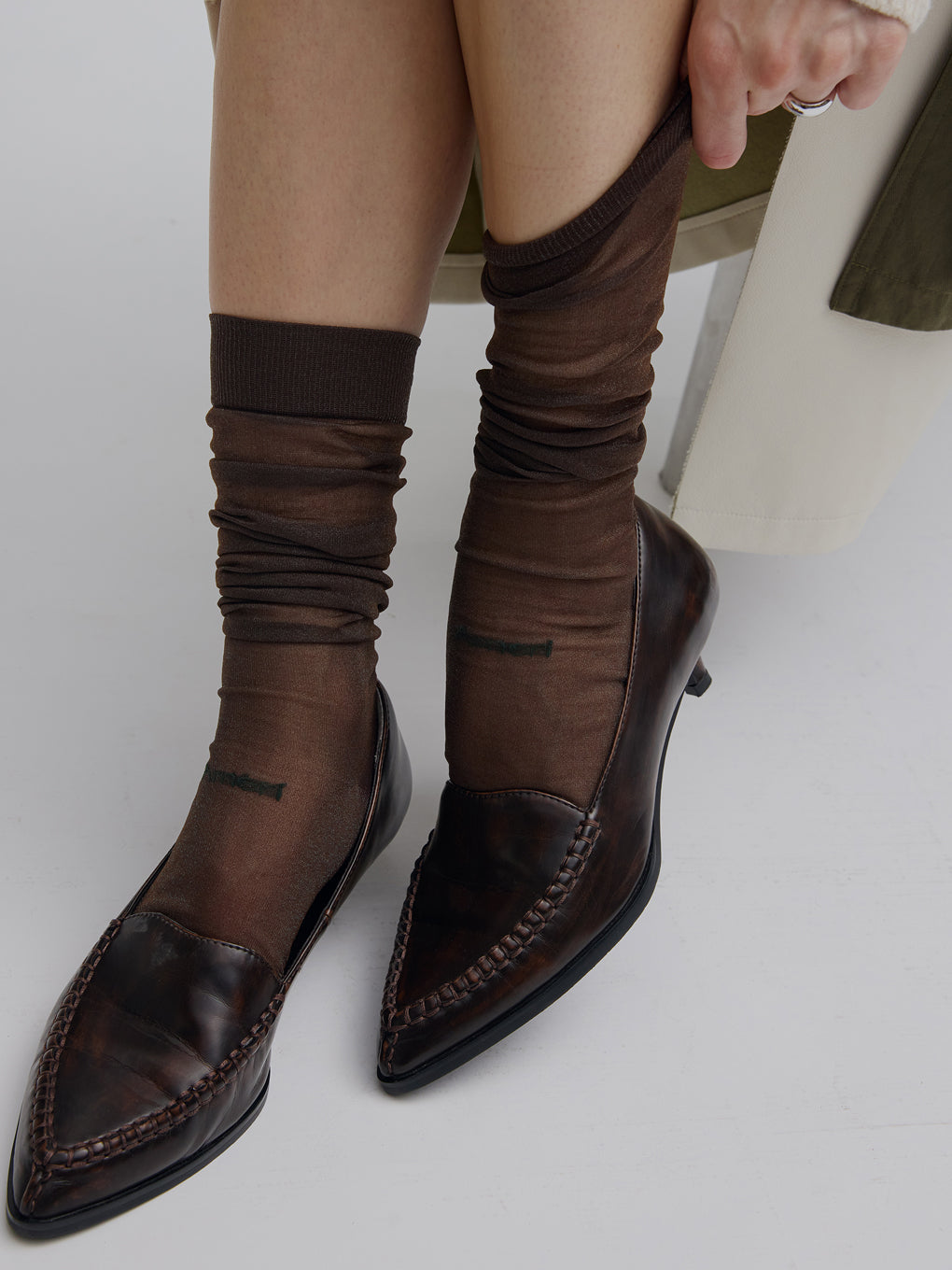 Tabio×Ameri SHEER LOGO HIGH SOCKS