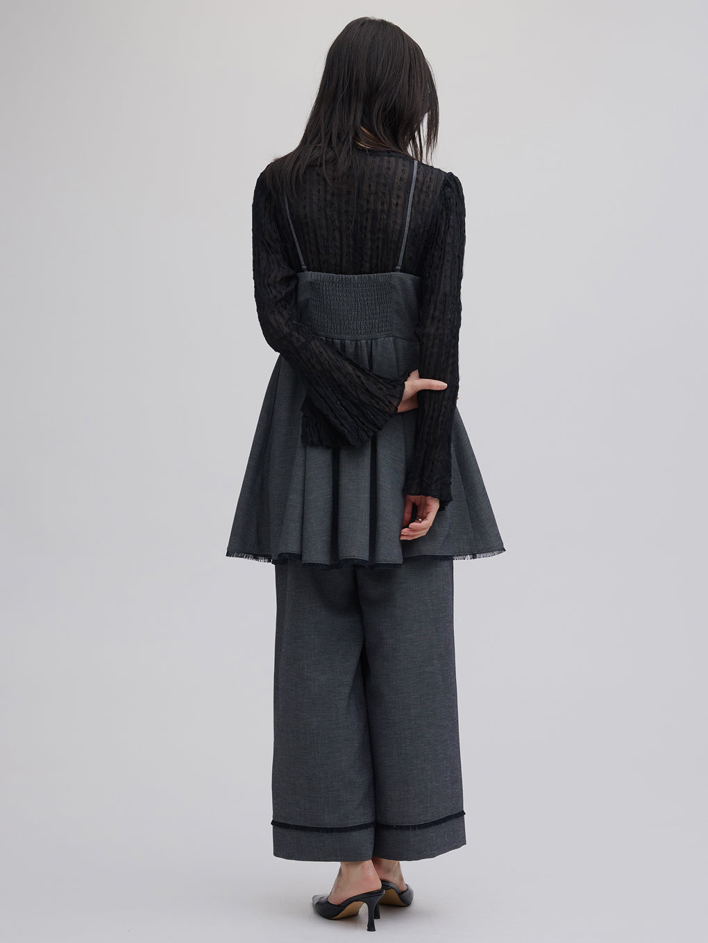 TWEED PEPLUM CAMI ROMPERS