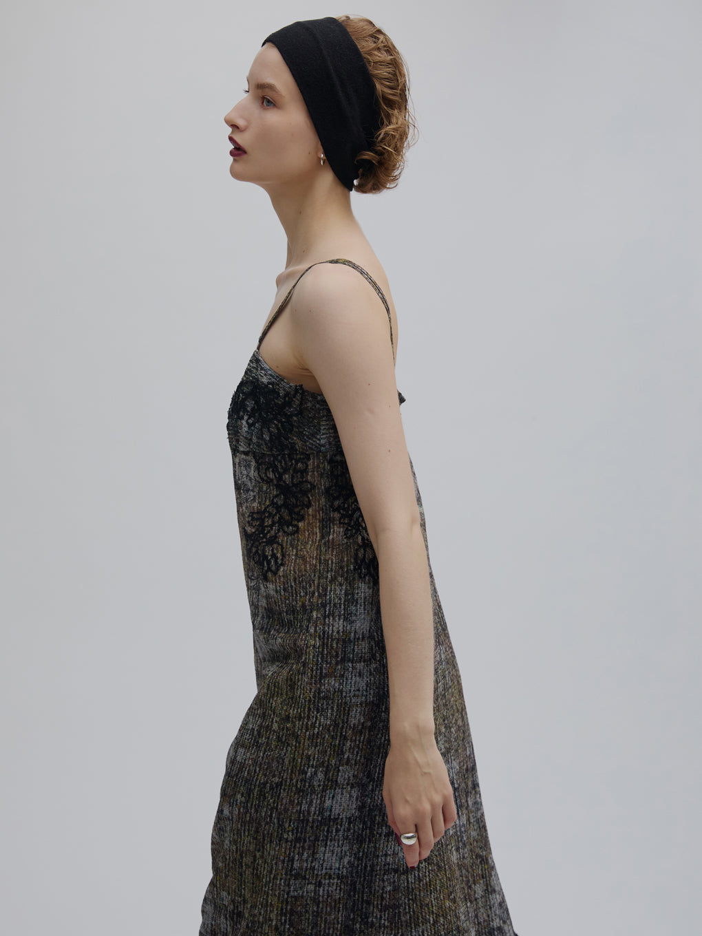 VINTAGE CHECK EMBROIDERY LONG CAMISOLE