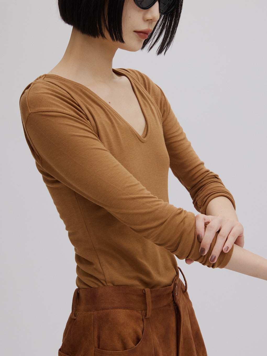 Mizuno×Ameri V NECK LONG SLEEVE TOPS