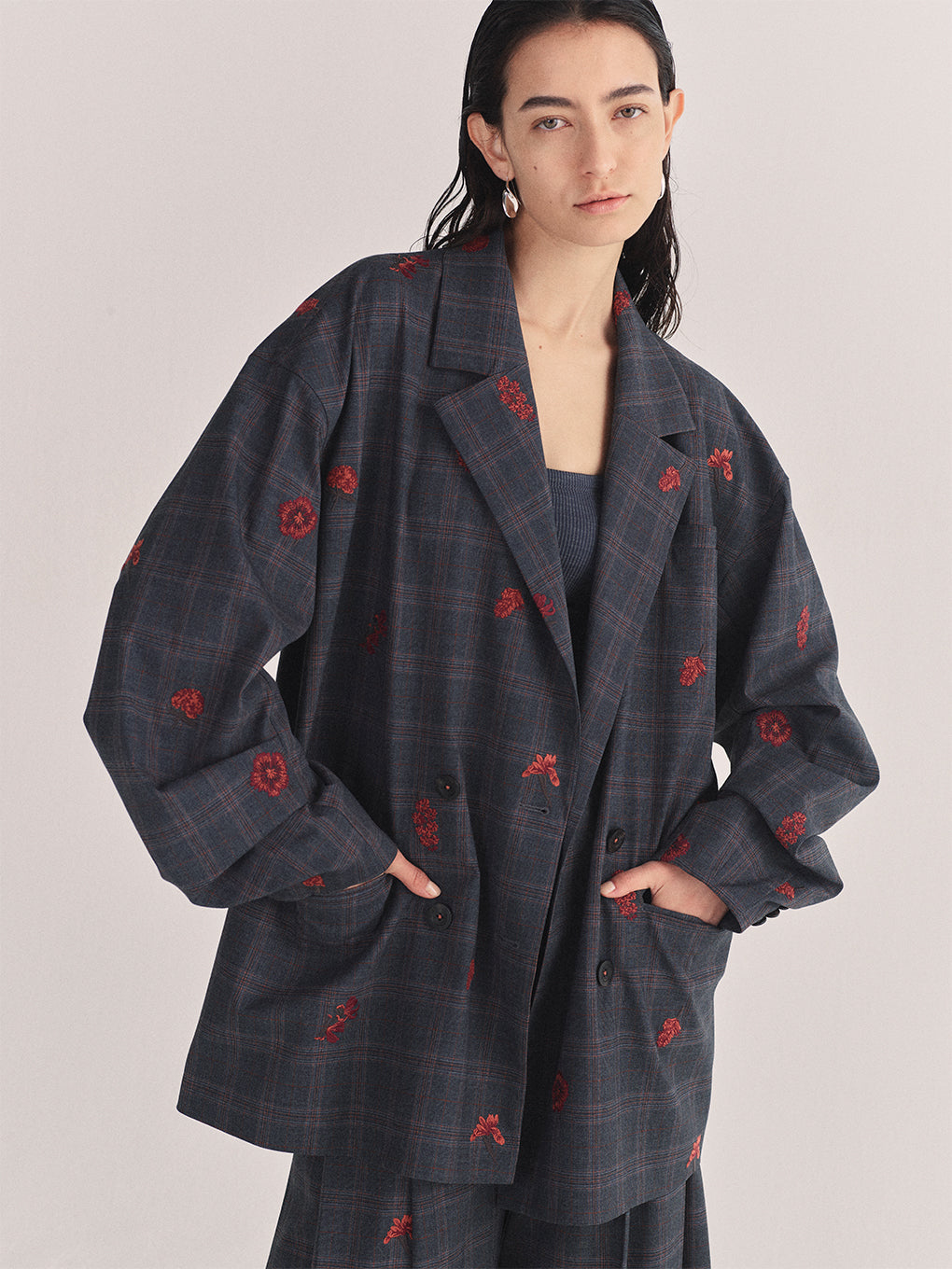CHECK FLOWER PAPA JACKET