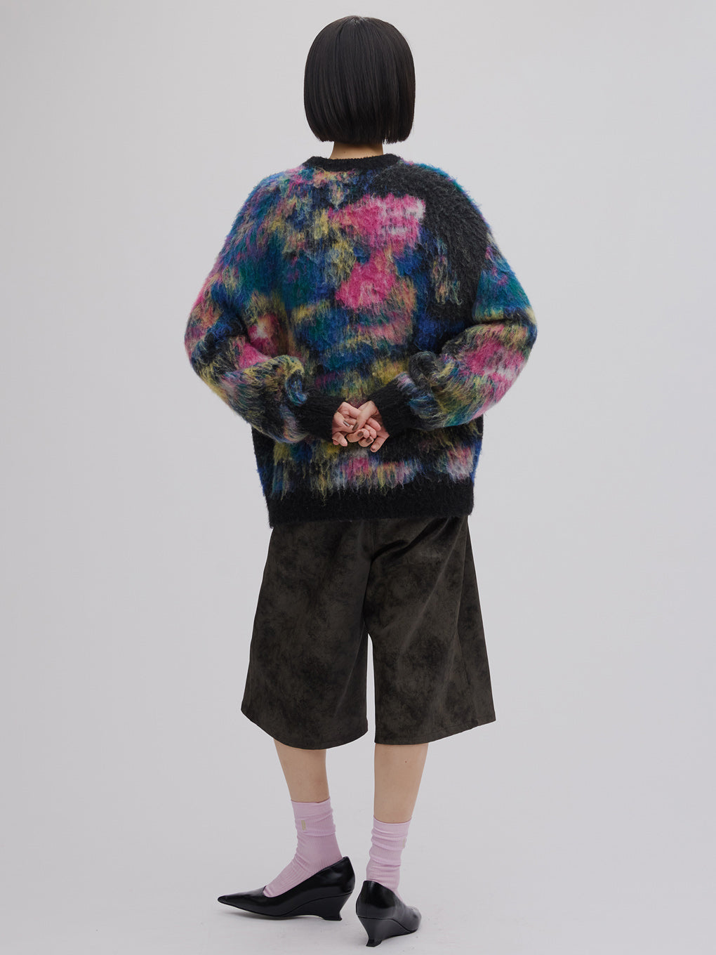 WILTED FLOWER MOHAIR JACQUARD  KNIT TOP