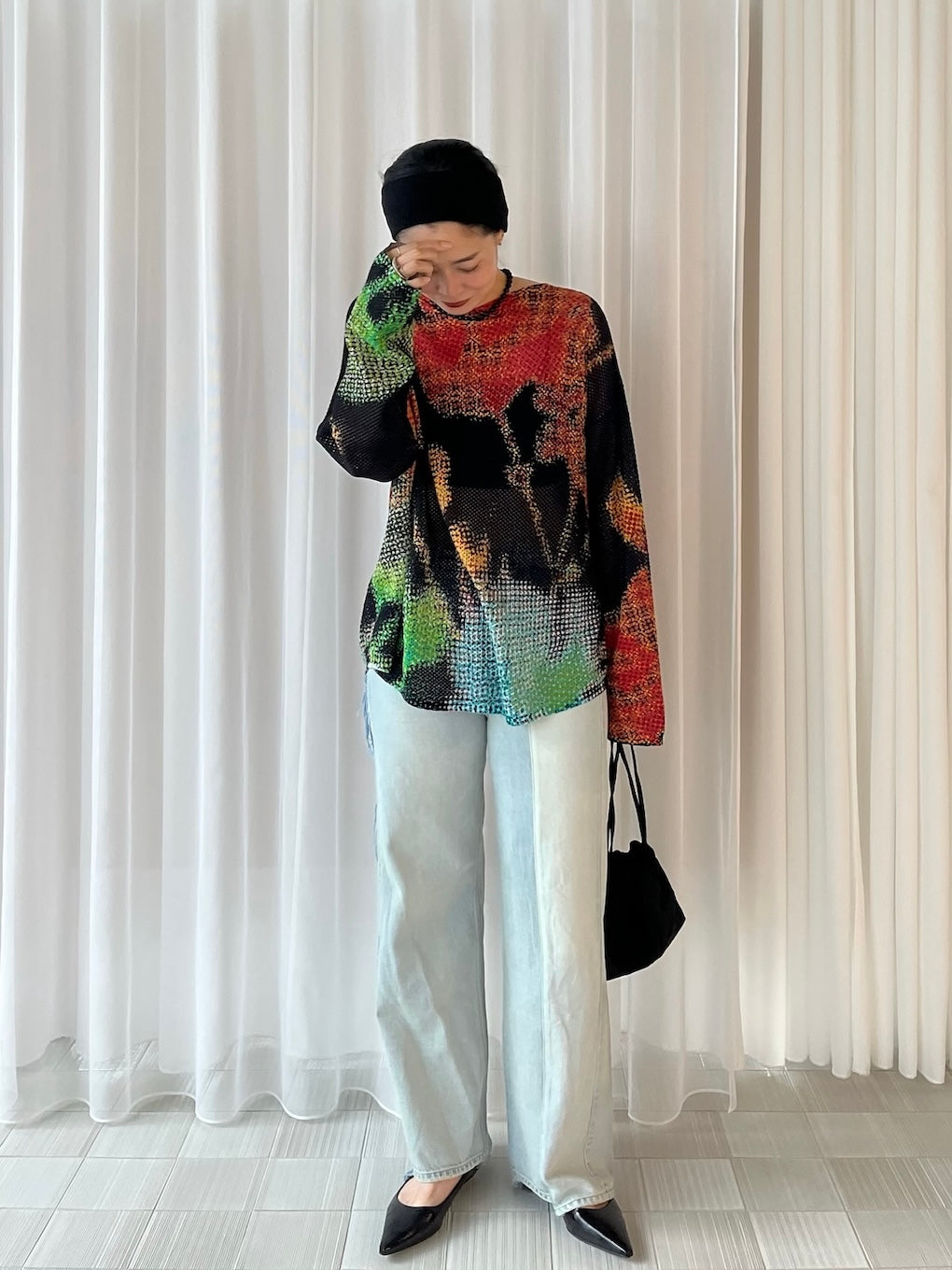 LOW RESOLUTION FLOWER KNIT TOP