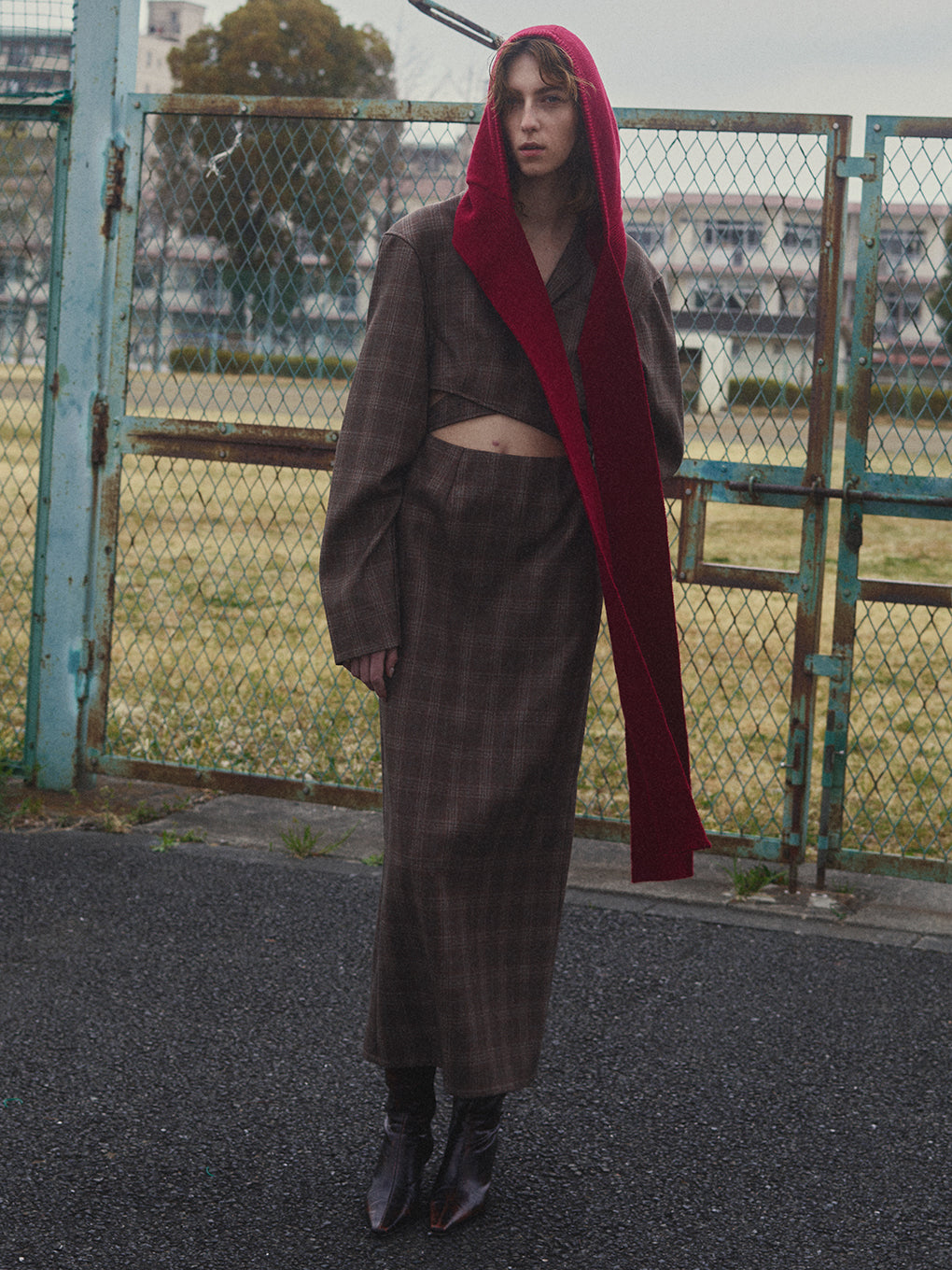 WAIST CROSS CHECK DRESS