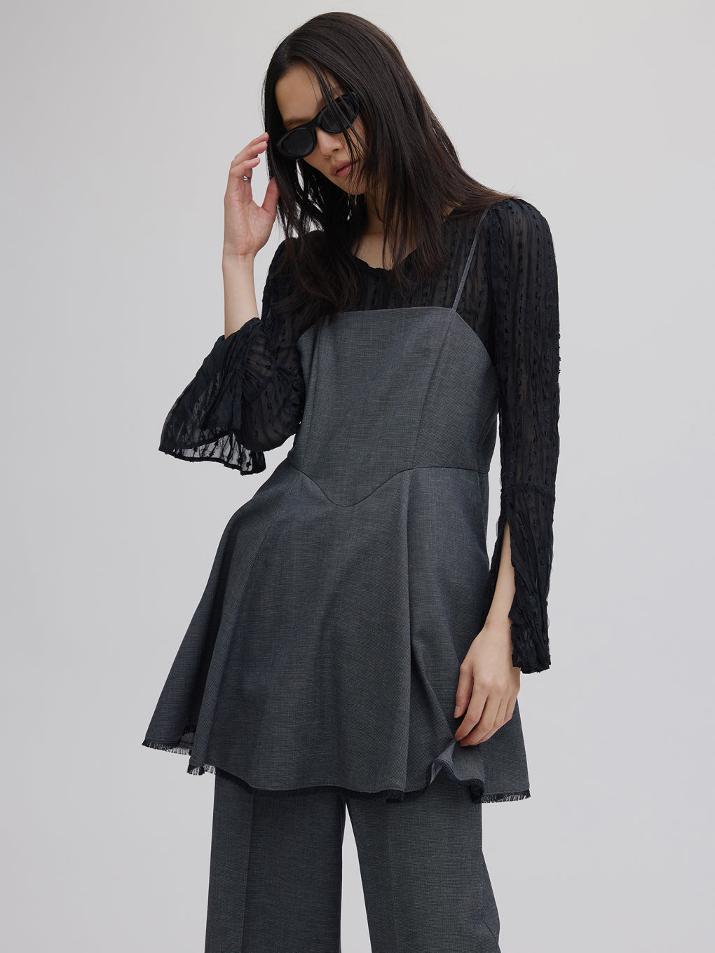 TWEED PEPLUM CAMI ROMPERS