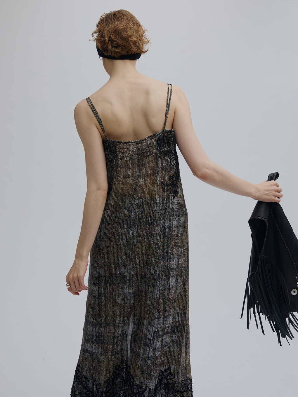 VINTAGE CHECK EMBROIDERY LONG CAMISOLE