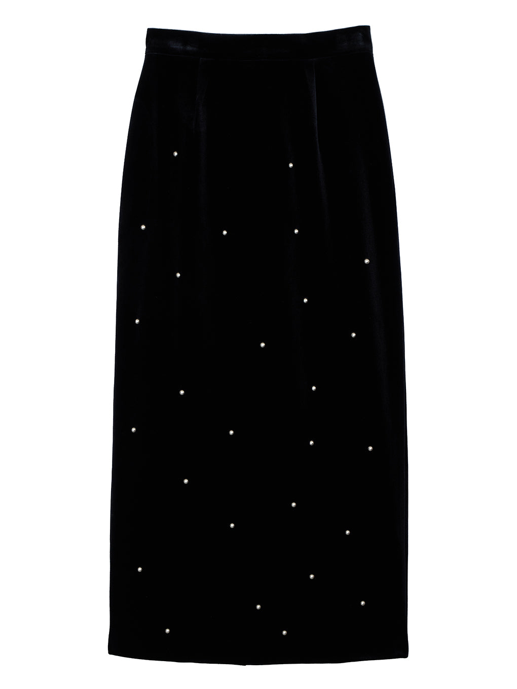 UND STUDS VELOUR PENCIL SKIRT